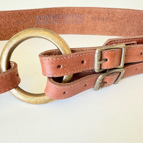 Leatherock USA Made Woman’s Distressed Brown Leather Belt 2” Size M Fit 35”-39” main image 3